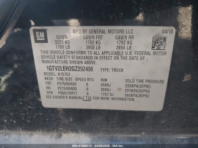 1GTV2LEH2GZ292496 GMC SIERRA 1500