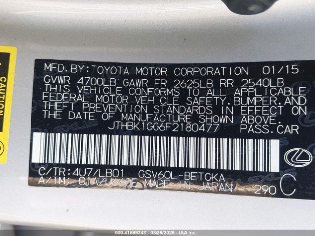 2015 LEXUS ES 350 JTHBK1GG6F2180477 Photo 8