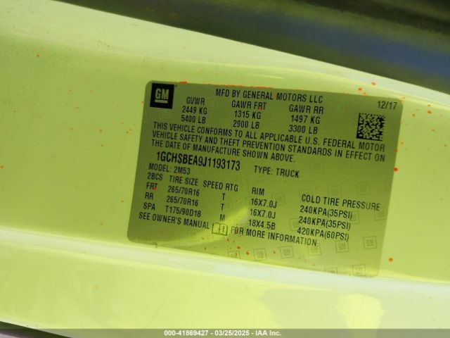 1GCHSBEA9J1193173 Chevrolet Colorado Wt