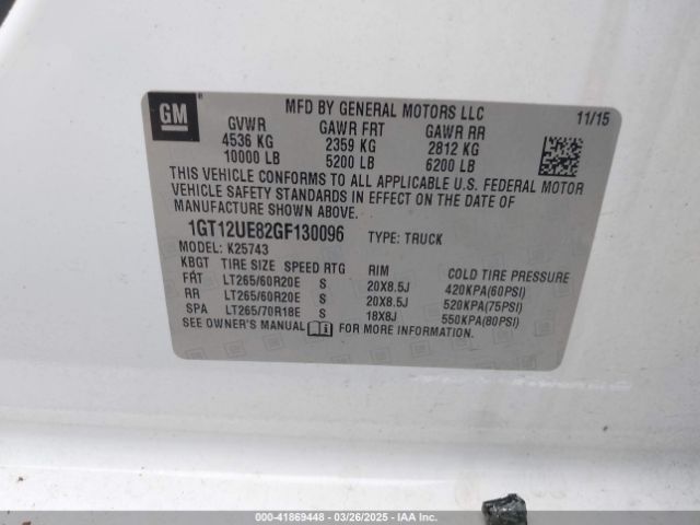 1GT12UE82GF130096 GMC Sierra 2500hd Denali