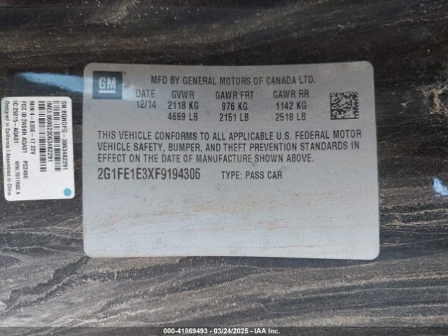 2015 CHEVROLET CAMARO 2G1FE1E3XF9194306 Photo 8