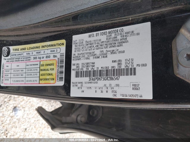 Ford FUSION SE 2016 3FA6P0H75GR286547 Image 9