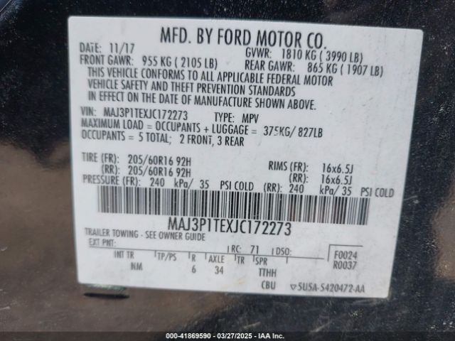 MAJ3P1TEXJC172273 Ford Ecosport Se