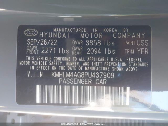 KMHLM4AG8PU437909 Hyundai ELANTRA SEL