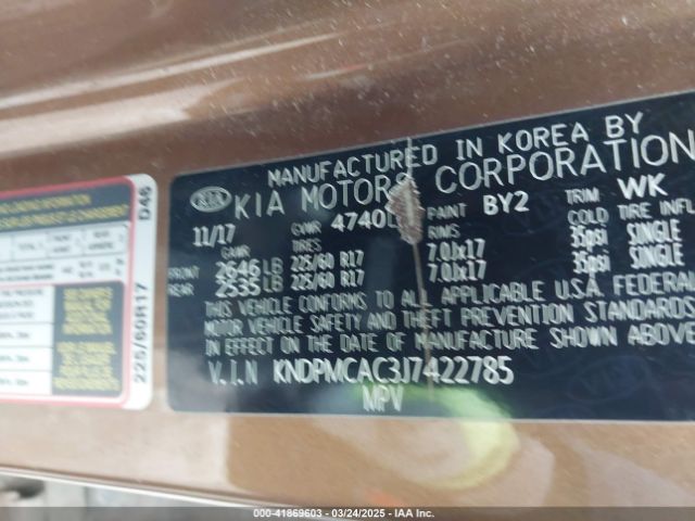KNDPMCAC3J7422785 KIA Sportage Lx