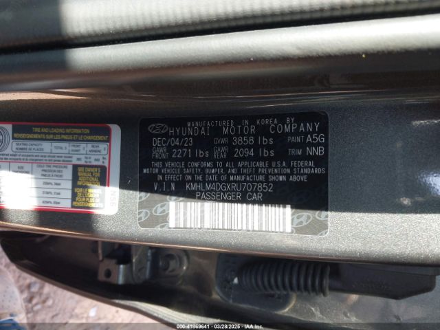 KMHLM4DGXRU707852 Hyundai ELANTRA SEL