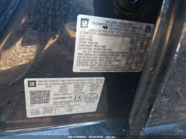 3GTU9CEDXMG160943 GMC l84 - di, alum, gen 5, var 2