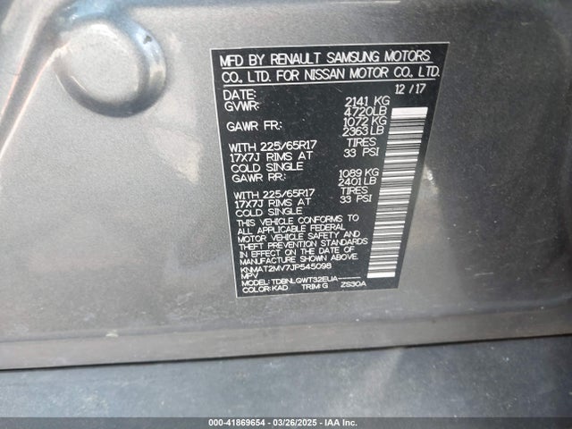 KNMAT2MV7JP545098 Nissan ROGUE SV