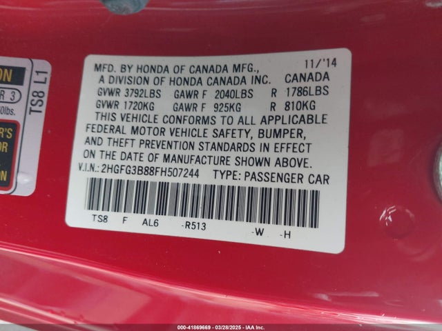 2HGFG3B88FH507244 Honda CIVIC EX
