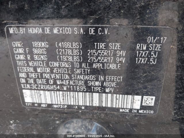 3CZRU6H54HM711895 Honda HR-V EX