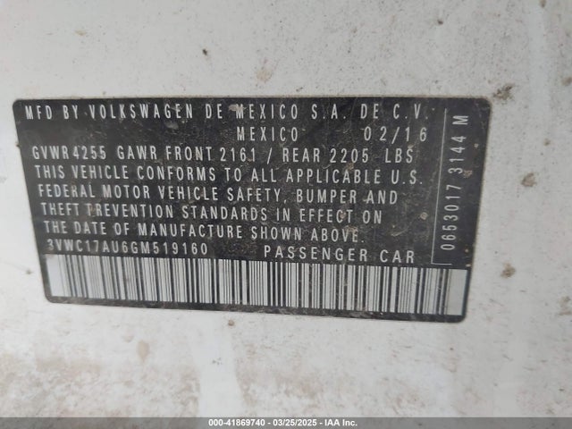 3VWC17AU6GM519160 Volkswagen 1.8 tsi