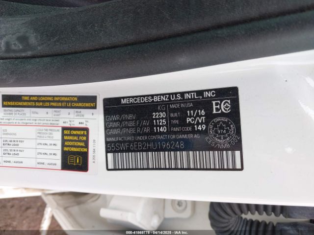 55SWF6EB2HU196248 Mercedes-Benz Amg C 43 4matic