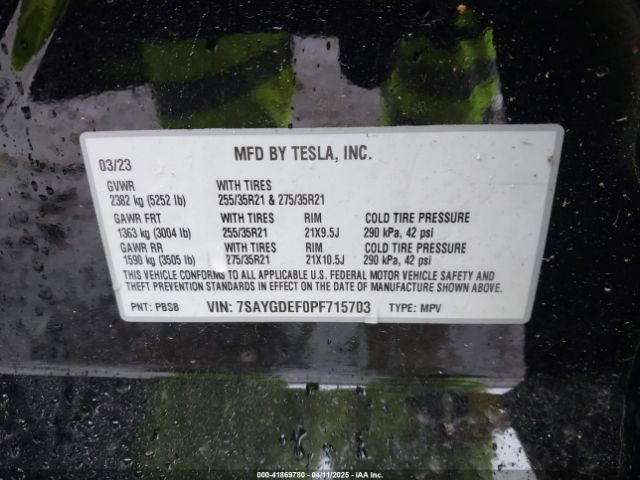 2023 TESLA MODEL Y 7SAYGDEF0PF715703 Photo 8