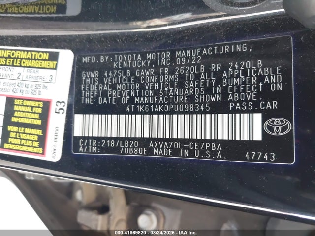 Toyota CAMRY XSE 2023 4T1K61AK0PU098345 Image 9