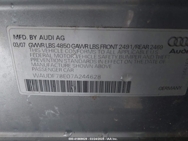 2007 AUDI A4 WAUDF78E07A244628 Photo 8