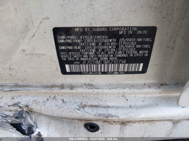 Subaru na 2021 JF2GTHMC3M8230794 Image 9
