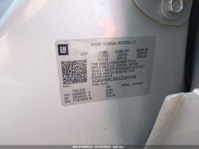 1GKKNXLS0JZ187208 GMC Acadia Denali