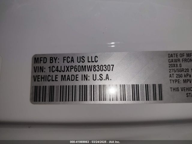 1C4JJXP60MW830307 Jeep Wrangler 4xe Unlimited Sahara 4x4
