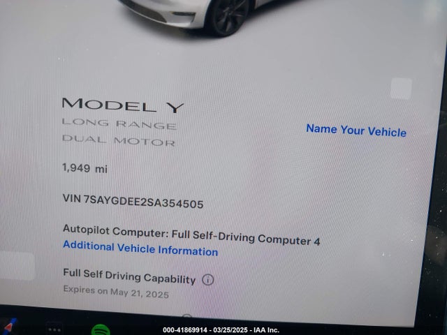 2025 TESLA MODEL Y 7SAYGDEE2SA354505 Photo 6