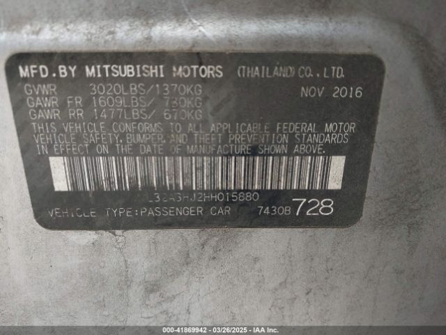 ML32A3HJ2HH015880 Mitsubishi MIRAGE ES