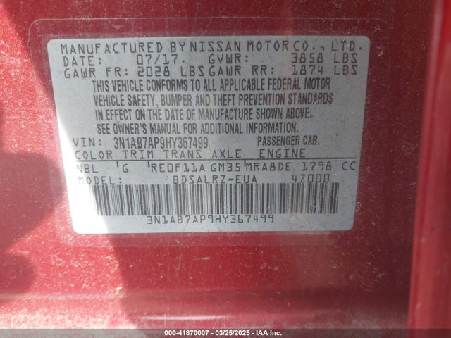 3N1AB7AP9HY367499 Nissan SENTRA SR