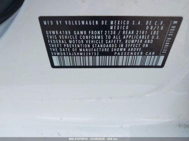 3VWDB7AJ5HM226732 Volkswagen Jetta 1.4t Se