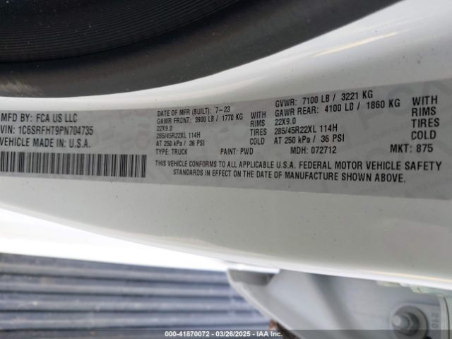 1C6SRFHT9PN704735 RAM 1500 Limited  4x4 5'7 Box