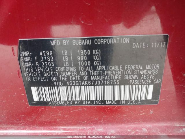 4S3GTAK67J3718755 Subaru Impreza 2.0i Sport