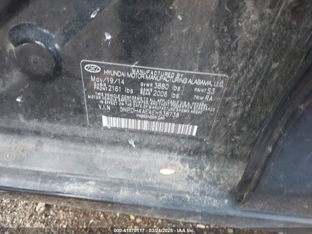 5NPDH4AE4EH538738 Hyundai ELANTRA SE