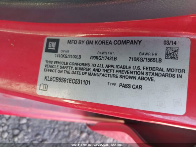 KL8CB6S91EC531101 Chevrolet Spark Ls Auto
