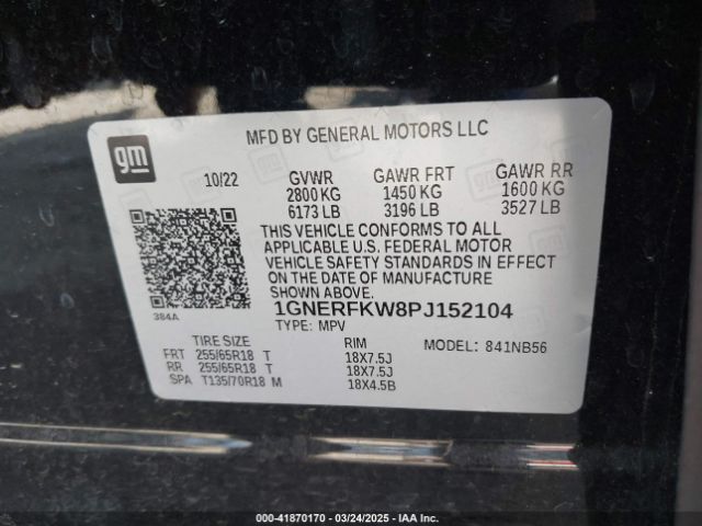 1GNERFKW8PJ152104 Chevrolet Traverse Fwd Ls