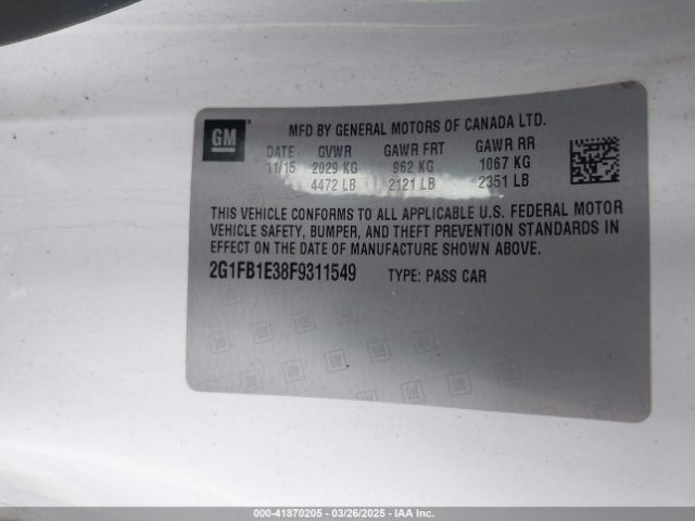 2G1FB1E38F9311549 Chevrolet Camaro 2ls