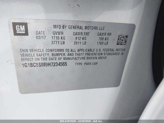 1G1BC5SM9H7234565 Chevrolet Cruze Ls Auto