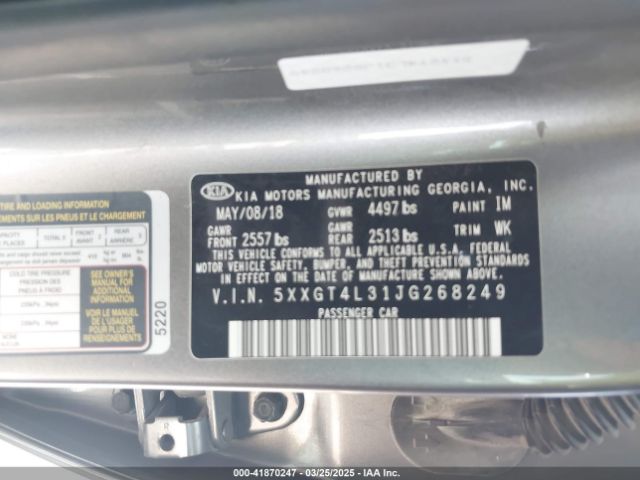 5XXGT4L31JG268249 KIA Optima Lx