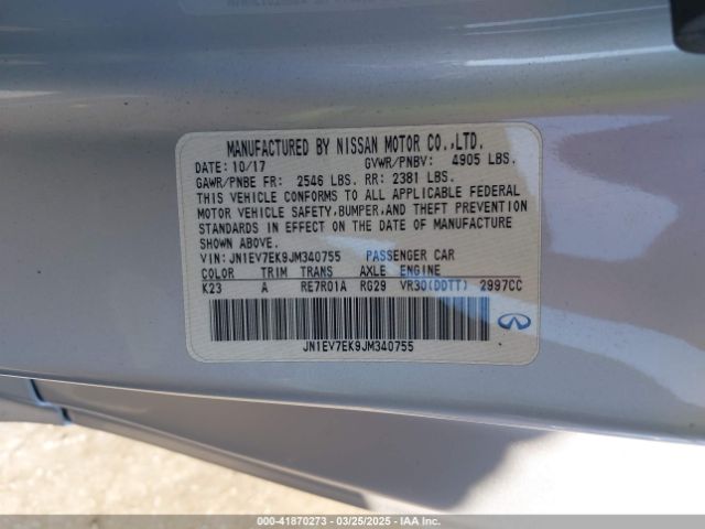 JN1EV7EK9JM340755 Infiniti Q60 3.0t Sport