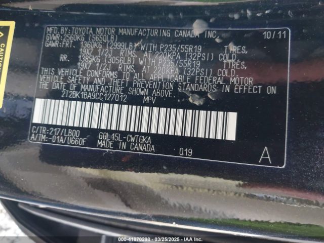 2012 LEXUS RX 350 2T2BK1BA9CC127012 Photo 8