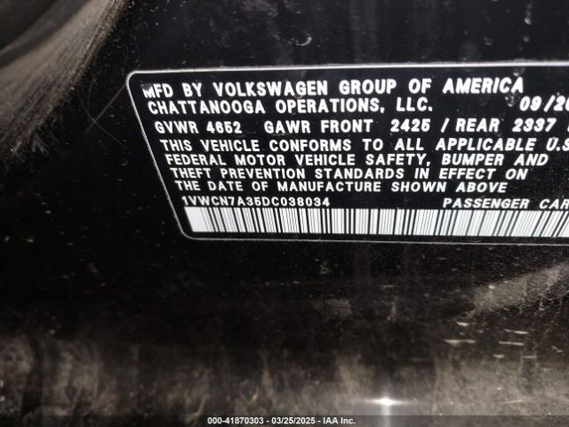 2013 VOLKSWAGEN PASSAT 1VWCN7A35DC038034 Photo 8