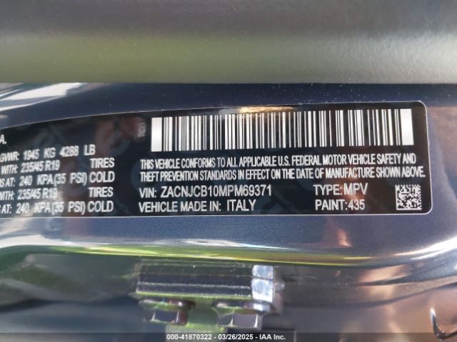 ZACNJCB10MPM69371 Jeep Renegade Latitude Fwd
