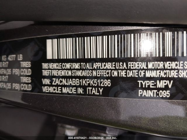 ZACNJABB1KPK51286 Jeep Renegade Latitude Fwd