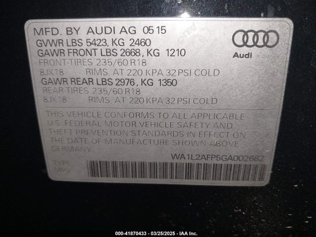 WA1L2AFP5GA002682 Audi Q5 2.0t Premium