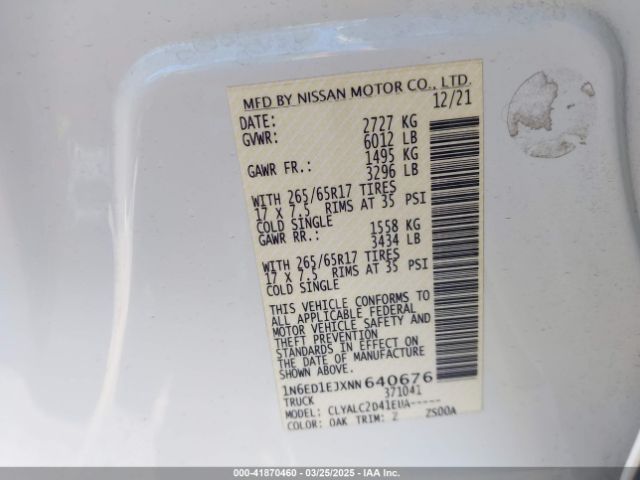 1N6ED1EJXNN640676 Nissan Frontier Sv 4x2