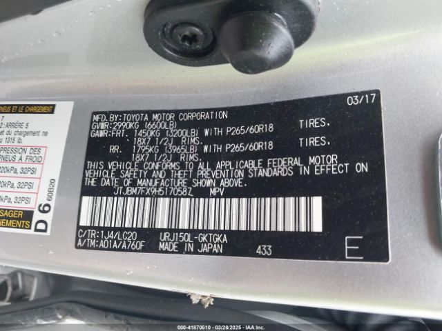 JTJBM7FX9H5170587 Lexus GX 460