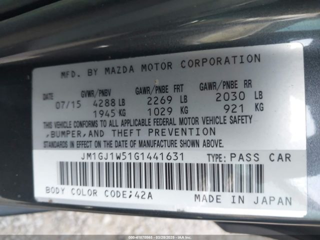 JM1GJ1W51G1441631 Mazda Mazda6 I Grand Touring