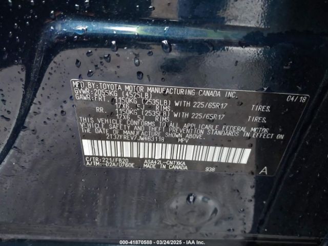 2T3ZFREV7JW463118 Toyota RAV4 LE