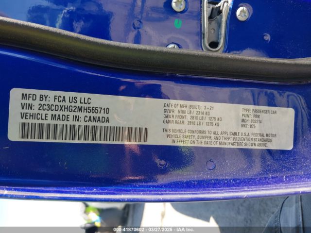 2C3CDXHG2MH565710 Dodge Charger Gt Rwd
