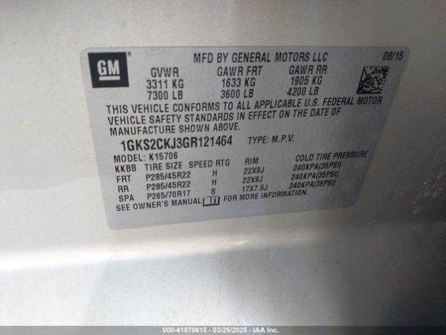 1GKS2CKJ3GR121464 GMC YUKON DENALI