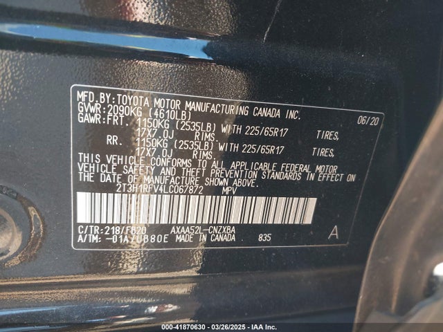 2T3H1RFV4LC067872 Toyota RAV4 LE