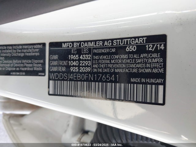 Mercedes-Benz CLA 250 2015 WDDSJ4EB0FN176541 Image 9