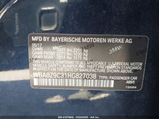 WBA8Z9C31HG827038 BMW 330i Gran Turismo Xdrive