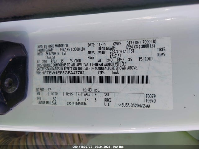 Ford F-150 Xl 2016 1FTEW1EF5GFA47782 Image 9